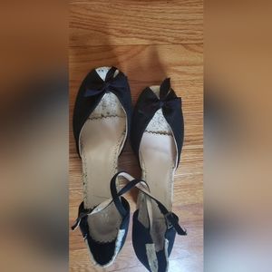 Rebecca Taylor Cork Wedge Open Toe Sandal Platform Shoe  BLACK US  9